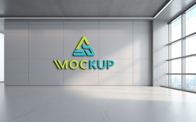 Logo mockup in office gray wall psd