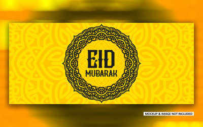 Minimal Eid greeting post design with bold mandala art, EPS vector design template	.