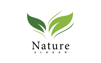 Modello di disegno vettoriale del logo della natura. icona foglia V6