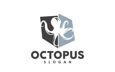 Oktopus-Logo altes Retro-Vintage-DesignV17