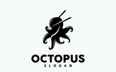 Oktopus-Logo altes Retro-Vintage-DesignV8