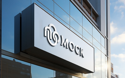 Perspective view of 3d logo on facade sign mockup psd