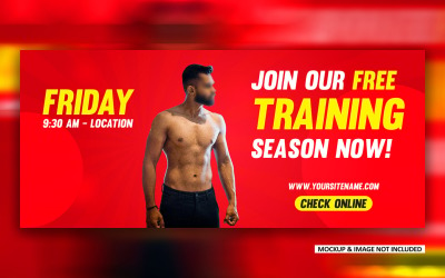 Plantilla de diseño EPS de banner de anuncios promocionales de marca de redes sociales de entrenamiento de gimnasio