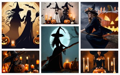 Sammlung von 13 Halloween-Bildern, Hintergrundillustrationsvorlagen in hoher Qualität