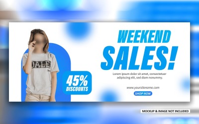 周末销售社交媒体品牌促销广告横幅 EPS 设计模板