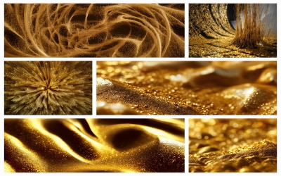 Collection Of 8 Abstract Gold Background With Shiny Gold Sands