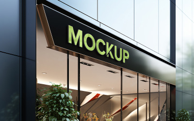 Free storefront facade logo mockup Shop facade logo free mockup