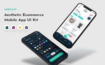 Megan - Kit de interface de usuário do aplicativo de comércio eletrônico e compras