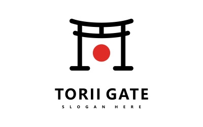 Torii logo pictogram Japanse vector illustratie ontwerp V2