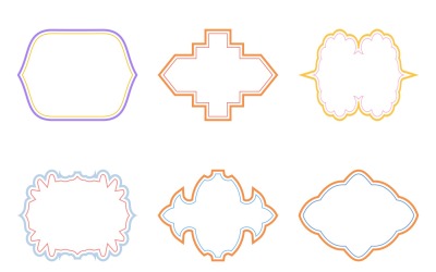 Conjunto de linhas duplas de design de moldura islâmica 6 - 4