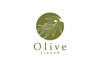 Logotipo De Aceite De Oliva Planta De Hoja De OlivoV44