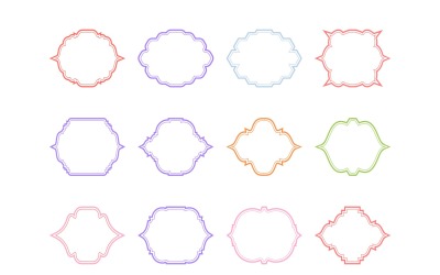 Conjunto de linhas duplas de design de moldura islâmica 12 - 10