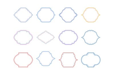 Conjunto de linhas duplas de design de moldura islâmica 12 - 5