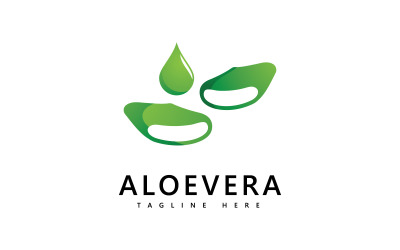 Aloe vera bitki logosu damla vektör tasarımı. Aloe vera jel logo simgesi V4