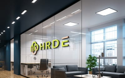 Glass wall partition office wall logo mockup
