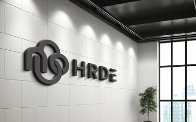 Office white wall 3d logo mockup