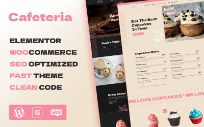 Cafeteria WordPress téma a Cupcakes Shop számára