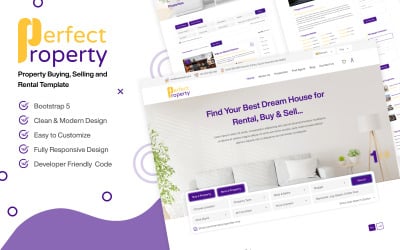 Perfect Property - Modèle HTML5 de liste de propriétés et d&amp;#39;immobilier