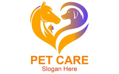 兽医服务的宠物护理徽标模板