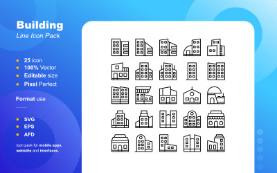 Building construction line icon pack