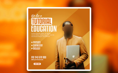 Design psd quadrado de publicidade educacional on-line premium