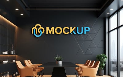 Latest office wall 3d logo mockup psd