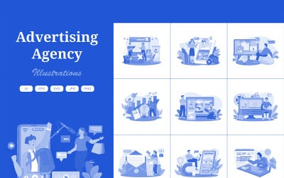 M722_ Pakiet ilustracji agencji reklamowej