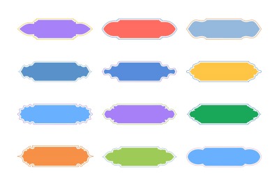 Islamic Label and Name Frame Glyph with outline Set 12 - 16