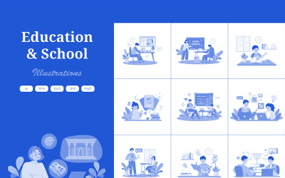 M712_School &amp;amp; Education Illustration Pack