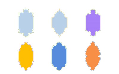 Glyphe de conception de cadre vertical islamique avec contour, ensemble 6 à 11