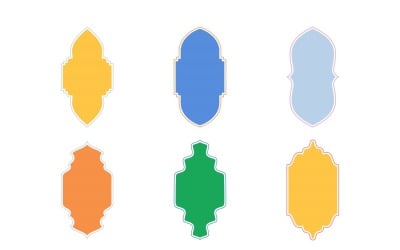 Islámský design vertikálního rámečku glyf s obrysem Sada 6 - 16