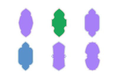 Islámský design vertikálního rámečku glyf s obrysem Sada 6 - 33