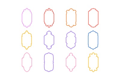 Conjunto de linhas em negrito com design de moldura vertical islâmica 12 - 10