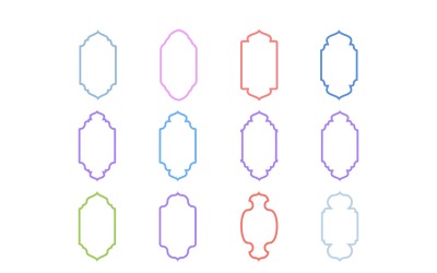 Islamic Vertical Frame Design Bold Line Set 12 - 14