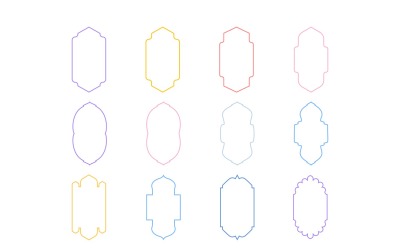 Conjunto de linhas finas de design de moldura vertical islâmica 12 - 15