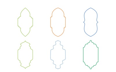 Islámský design vertikálního rámu s tenkými liniemi, sada 6 - 24
