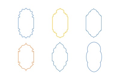 Islámský design vertikálního rámu s tenkými liniemi, sada 6 - 32