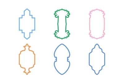 Islamisches vertikales Rahmendesign, fette Linie, Satz 6 - 4