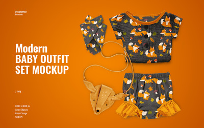 Set di mockup di abiti moderni per bambini