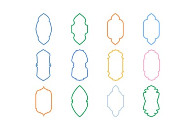 Conjunto de linhas em negrito com design de moldura vertical islâmica 12 - 17