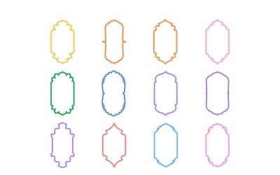 Diseño de marco vertical islámico Conjunto de líneas en negrita 12 - 2