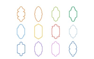 Conjunto de linhas em negrito com design de moldura vertical islâmica 12 - 3