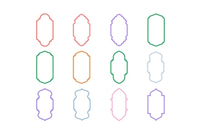 Diseño de marco vertical islámico Conjunto de líneas en negrita 12 - 9