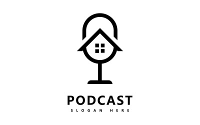 Podcast Logo icône Design Vector Template symboles de microphone V1