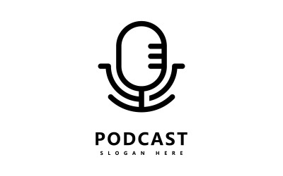 Podcast Logo icône Design Vector Template symboles de microphone V4