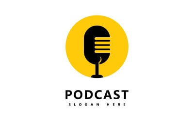 Podcast Logo icône Design Vector Template symboles de microphone V7
