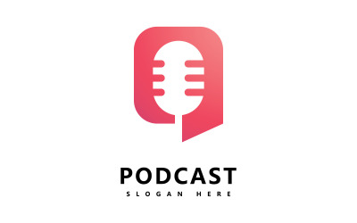 Podcast Logo icono Diseño Vector Plantilla micrófono símbolos V5