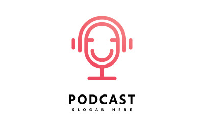 Podcast Logo icono Diseño Vector Plantilla micrófono símbolos V6