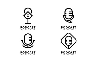 Podcast Logo simgesi Tasarım Vektör Şablonu mikrofon sembolleri V9