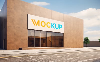 Realistic logo mockup building sign elegant psd